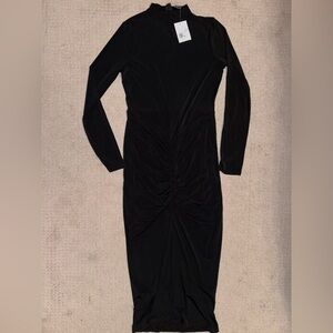 Forever 21 Black Ruched Long Sleeve Dress